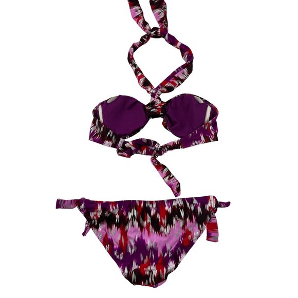 Xhilaration Abstract Print Halter Bikini Top/Bottom Barbiecore Size Small - Picture 2 of 14